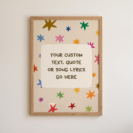 Custom Quote Print, Hand Drawn Colorful  Star Poster, Custom Wall Art, Personalized Text (MR140) — poster 1
