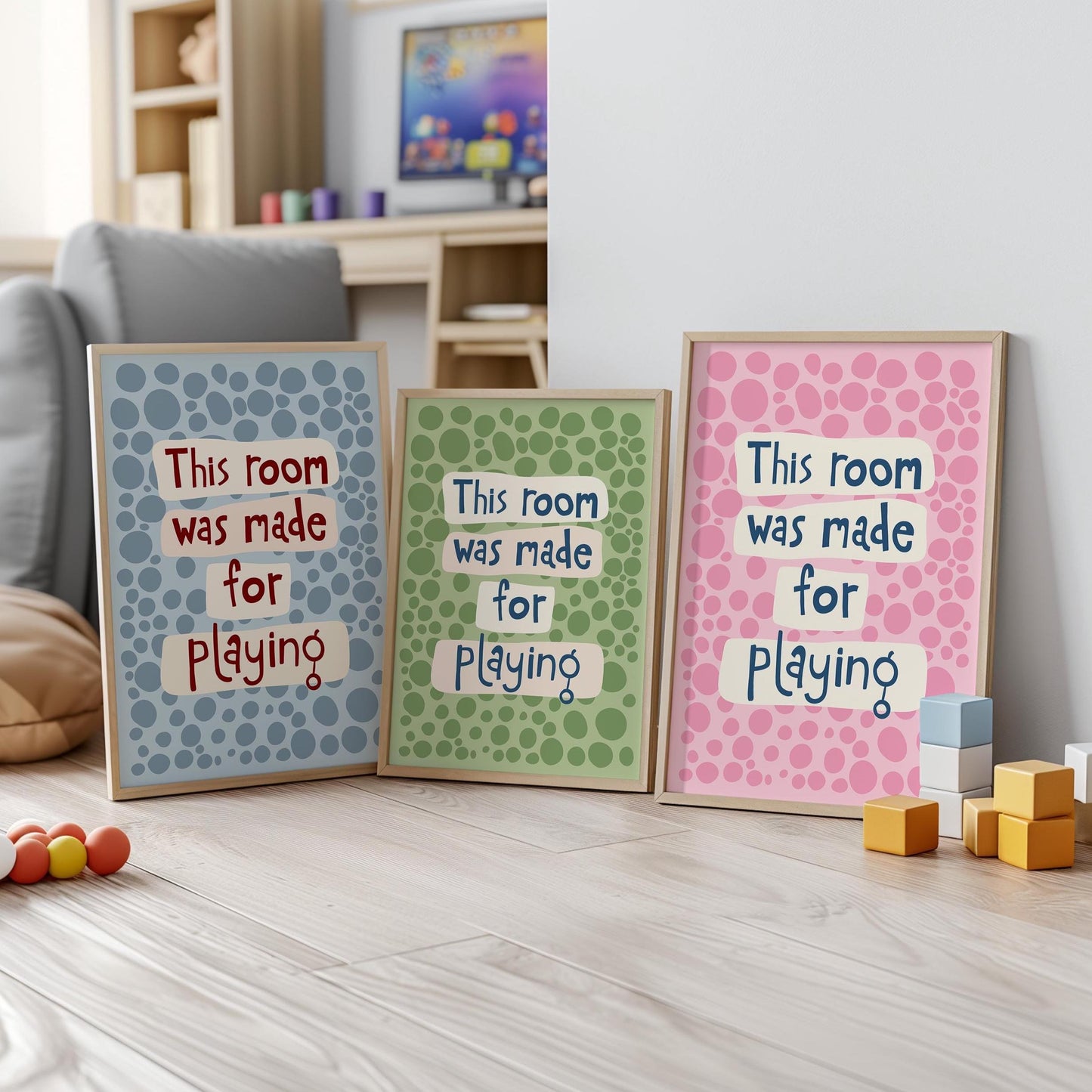 This Room Was Made for Playing Print, Nursery Kids Playroom Colorful Dopamine Poster MR60