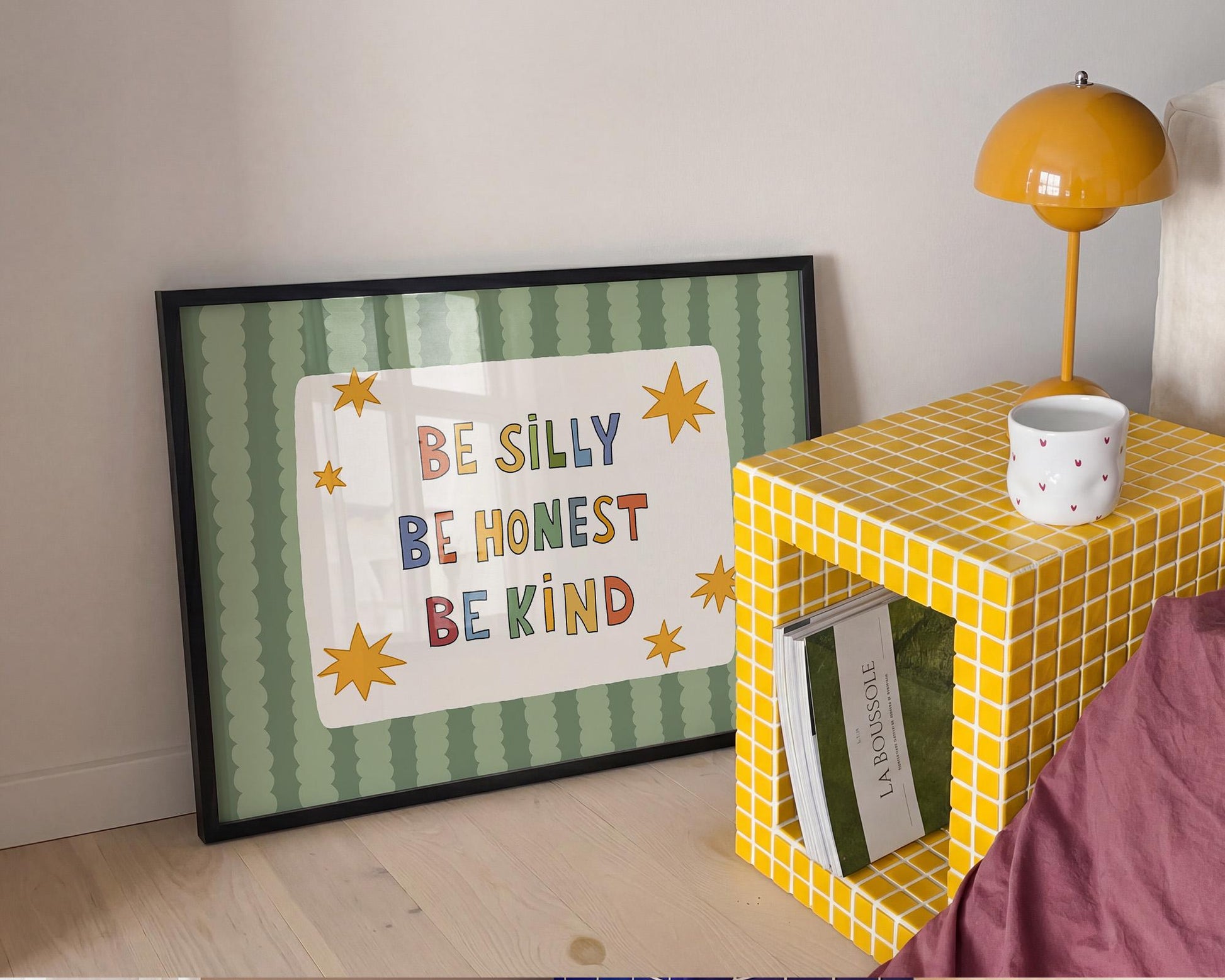 Be Silly Honest Kind Print, Colorful Stars Kids Playroom Poster, Toddler Wall Decor (MR120)