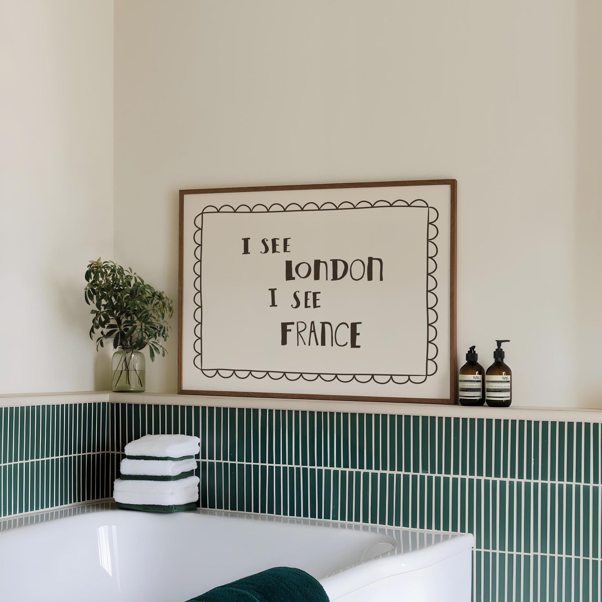 I See London I See France Print, Funny Toilet Poster, Powder Room Decor MR34