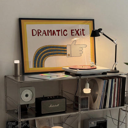 Dramatic Exit Poster, Retro Print, Funny Exit Sign Wall Art Left Right, Unframed MR75