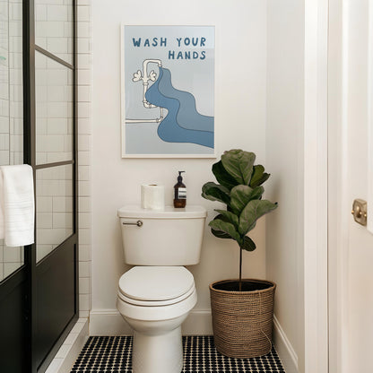 Wash Your Hands Bathroom Wall Art, Funny Funky Kids Print, Dopamine Decor MR142 — poster 2