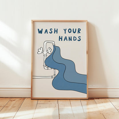 Wash Your Hands Bathroom Wall Art, Funny Funky Kids Print, Dopamine Decor MR142 — poster 1