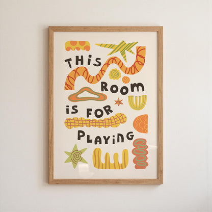 This Room Is For Playing, Playroom Wall Art, Kids Poster, Nursery Decor (MR134)