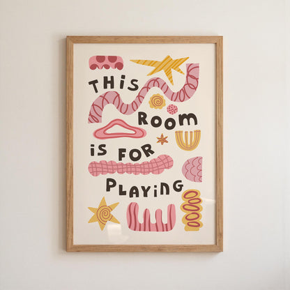 This Room Is For Playing, Playroom Wall Art, Kids Poster, Nursery Decor (MR134)