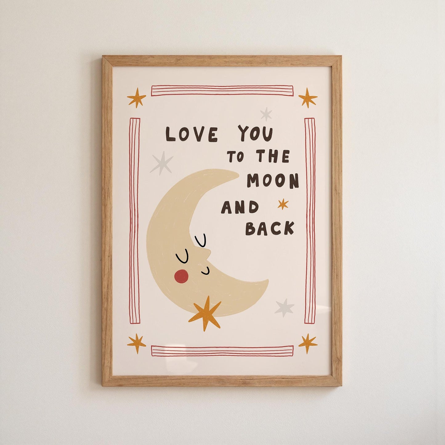 Love You to the Moon and Back, Hand-Drawn Nursery Print, Whimsical Kids Art (MR141) — poster 1