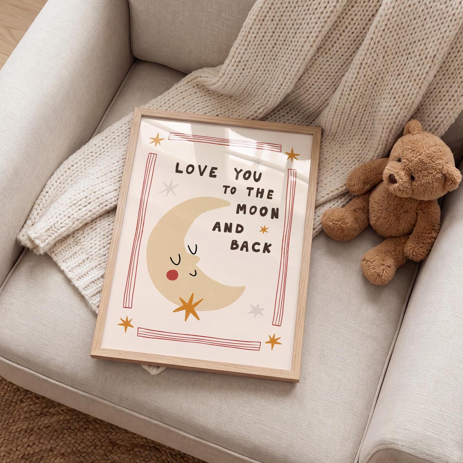 Love You to the Moon and Back, Hand-Drawn Nursery Print, Whimsical Kids Art (MR141) — poster 5
