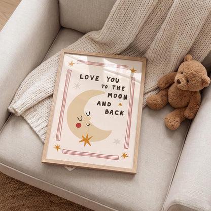 Love You to the Moon and Back, Hand-Drawn Nursery Print, Whimsical Kids Art (MR141) — poster 5