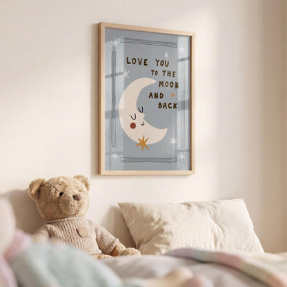 Love You to the Moon and Back, Hand-Drawn Nursery Print, Whimsical Kids Art (MR141) — poster 6