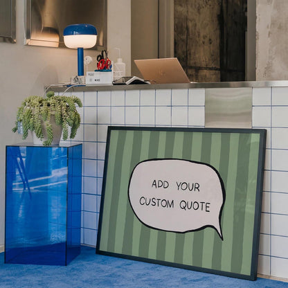 Custom Quote Print, Funky Personalized Text Poster, Striped Custom Speech Bubble Decor MR115 — poster 6