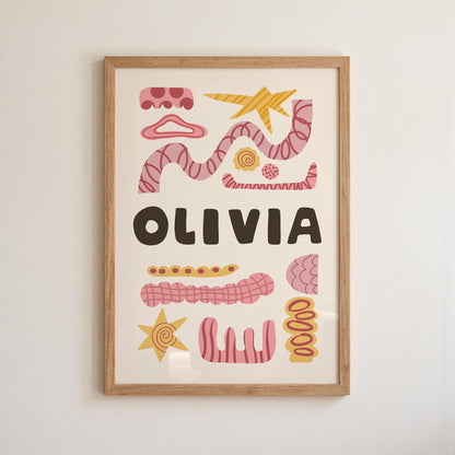 Custom Name Poster, Personalized Kids Wall Art, Baby Nursery Sign, Playroom Decor MR136