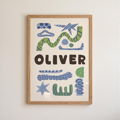 Custom Name Poster, Personalized Kids Wall Art, Baby Nursery Sign, Playroom Decor MR136