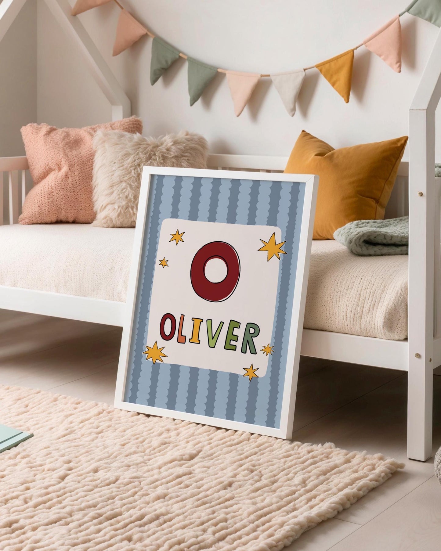 Custom Name Wall Art, Initial Name Poster, Colorful Kids Nursery and Playroom Decor MR137