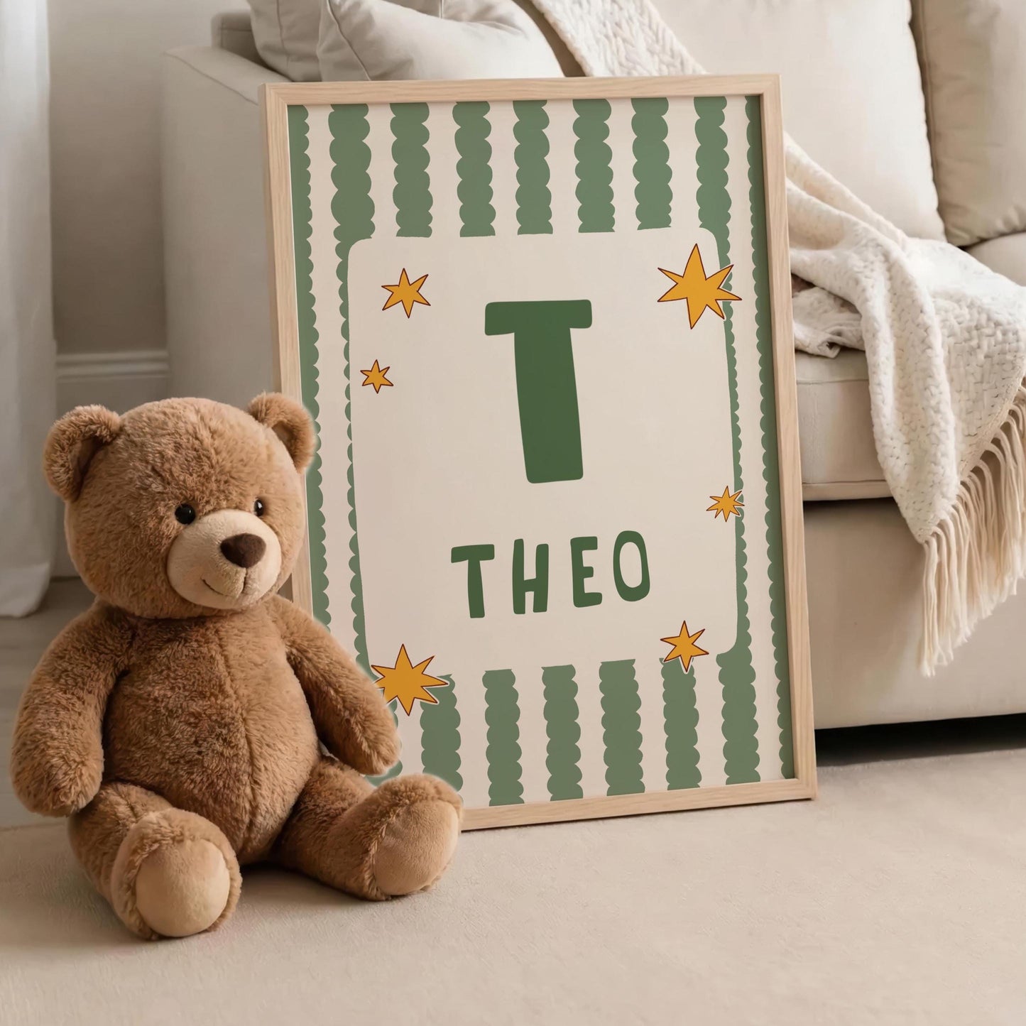 Custom Name Wall Art, Initial Name Poster, Colorful Kids Nursery and Playroom Decor MR137