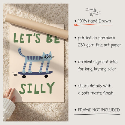 Playroom Wall Art, Be Silly Poster, Kids Cat Print, Whimsical Toddler Room Decor (MR143) — poster 6