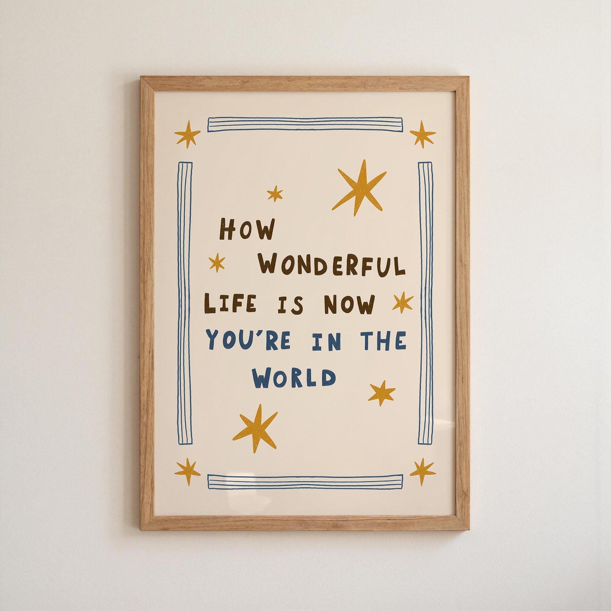 How Wonderful Life Is Now You’re in the World Print, Nursery Wall Art, Playroom Decor (MR138)