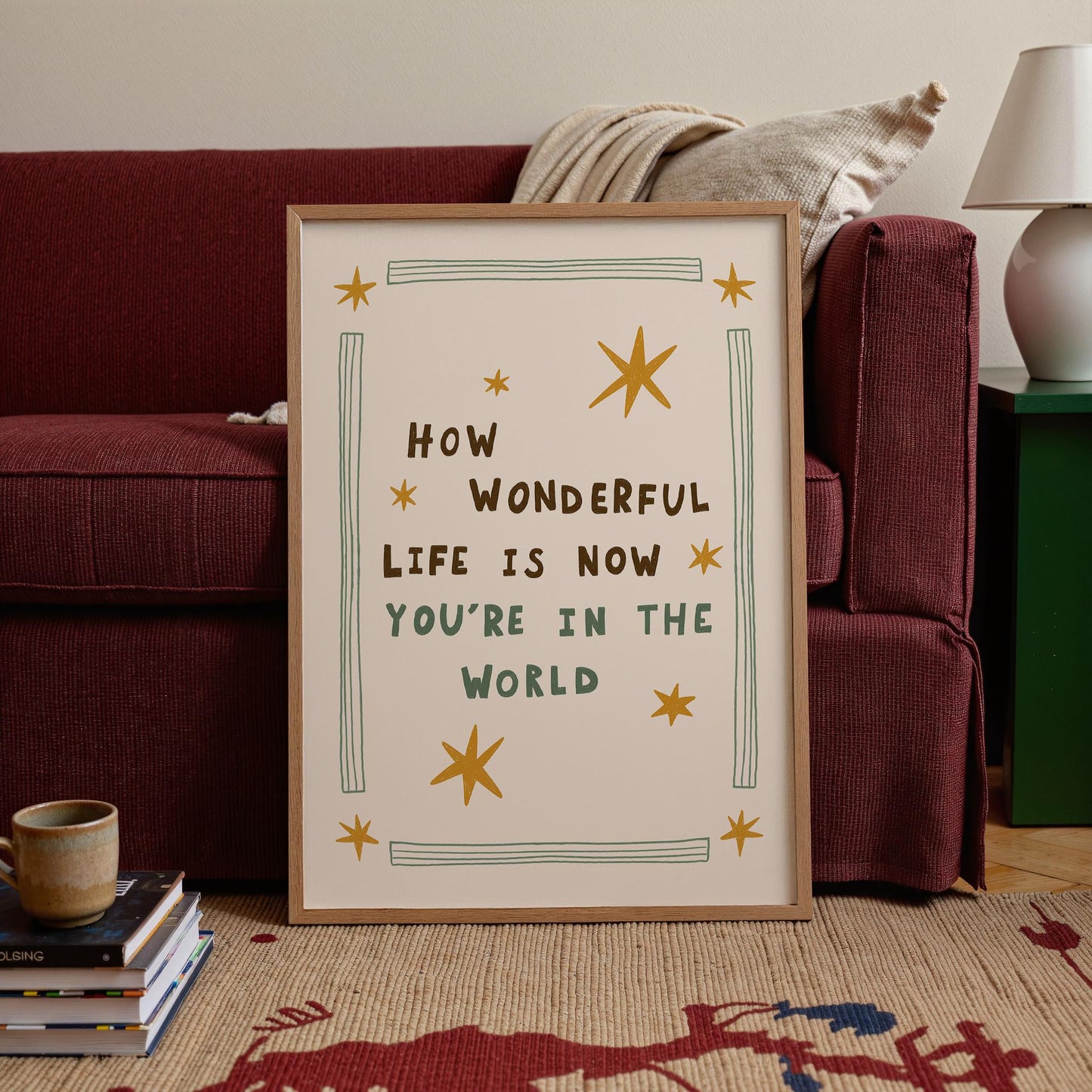 How Wonderful Life Is Now You’re in the World Print, Nursery Wall Art, Playroom Decor (MR138)