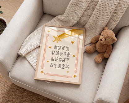 Born Under Lucky Stars Print, Nursery Wall Art, Funky Retro Kids Room Decor (MR144) — poster 7