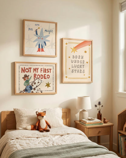 Born Under Lucky Stars Print, Nursery Wall Art, Funky Retro Kids Room Decor (MR144) — poster 8