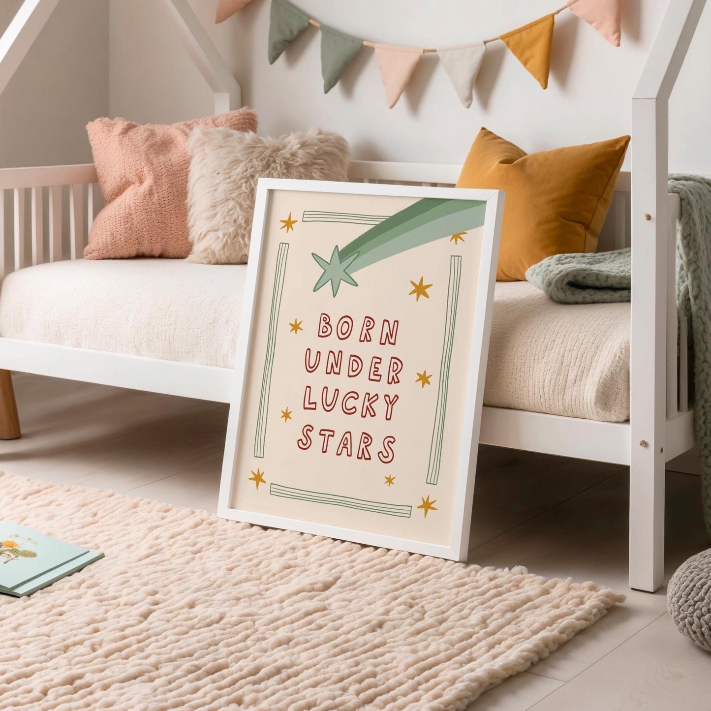 Born Under Lucky Stars Print, Nursery Wall Art, Funky Retro Kids Room Decor (MR144) — poster 4