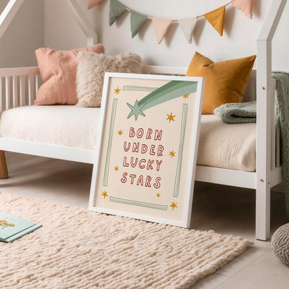 Born Under Lucky Stars Print, Nursery Wall Art, Funky Retro Kids Room Decor (MR144) — poster 4