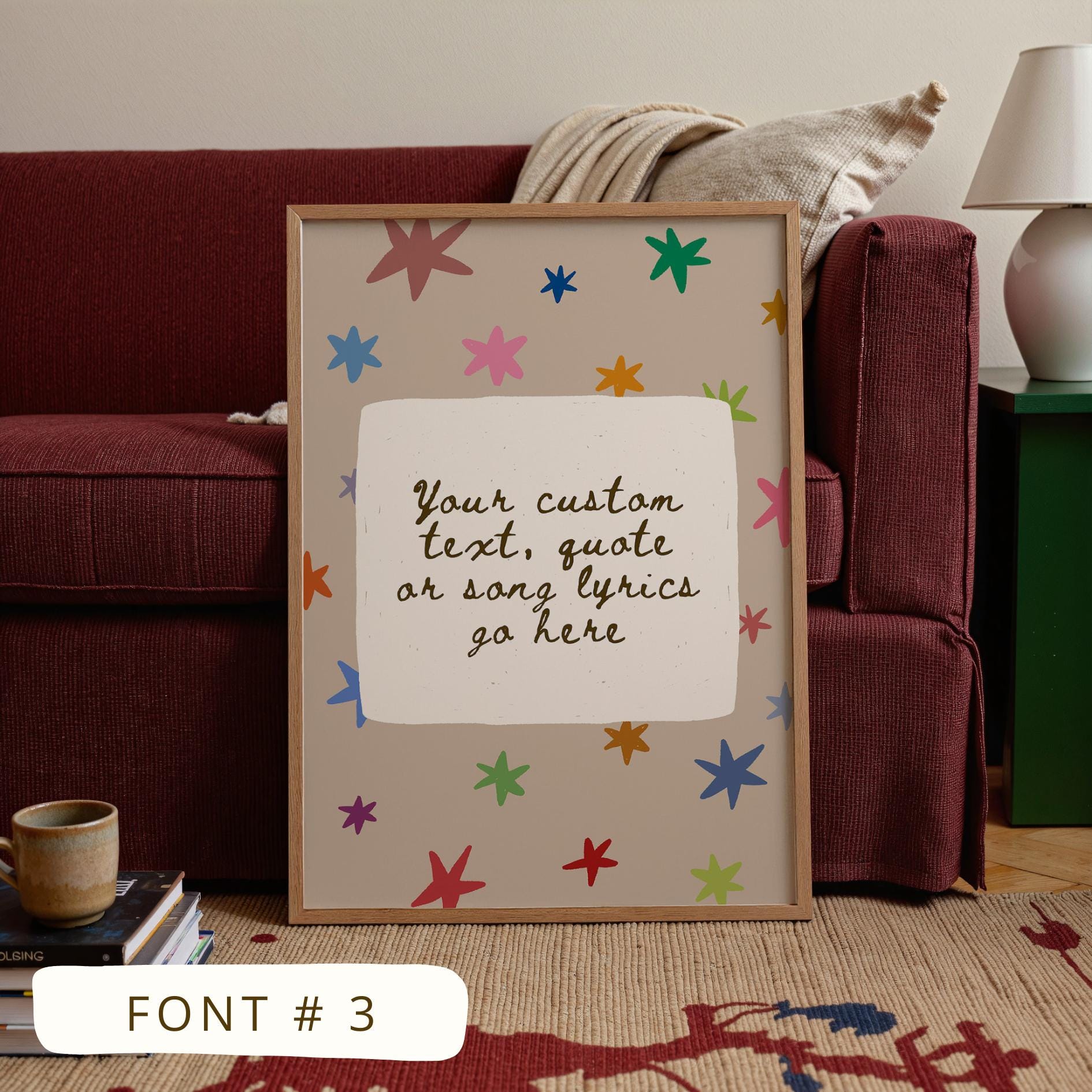 Custom Quote Print, Hand Drawn Colorful  Star Poster, Custom Wall Art, Personalized Text (MR140) — poster 5
