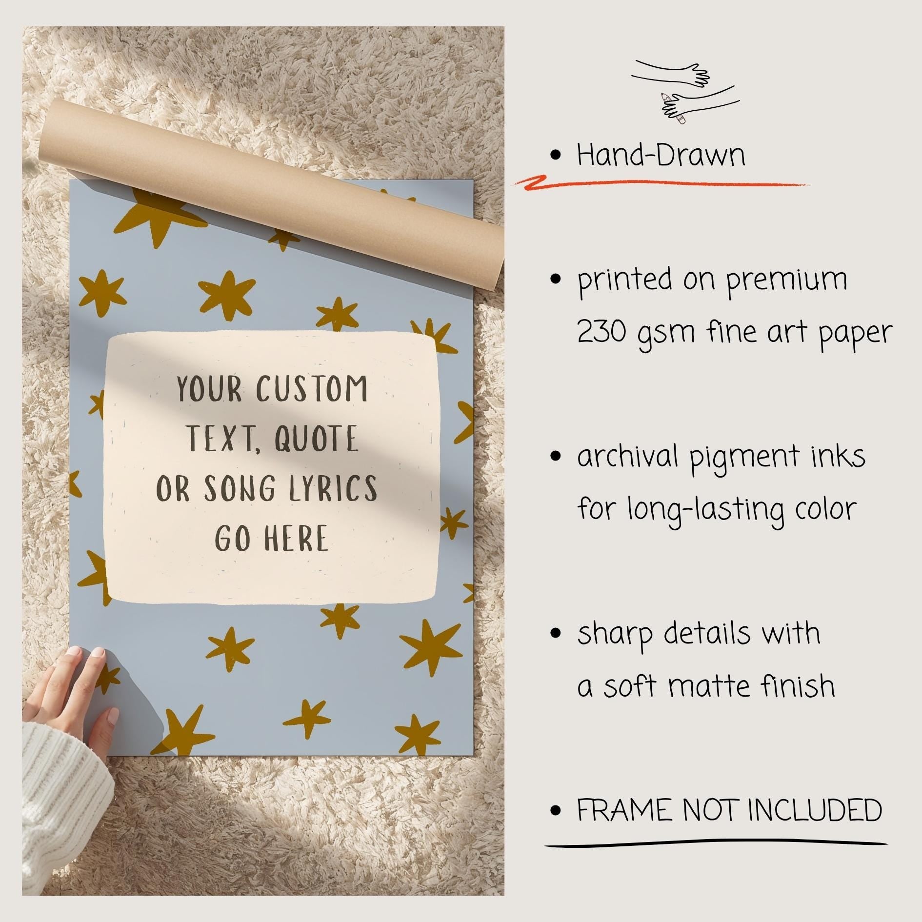 Custom Quote Print, Hand Drawn Colorful  Star Poster, Custom Wall Art, Personalized Text (MR140) — poster 11