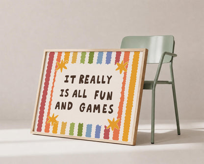 Playroom Wall Art, It Really Is All Fun and Games, Colorful Typography Print (MR145) — poster 1