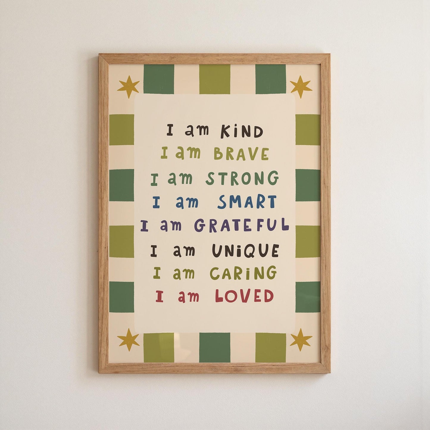 Kids Affirmation Poster, I Am Kind, Playroom Wall Art, Positive Affirmation Print (MR146) — poster 11