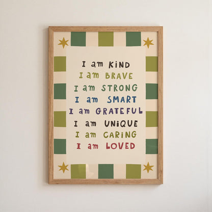 Kids Affirmation Poster, I Am Kind, Playroom Wall Art, Positive Affirmation Print (MR146) — poster 11