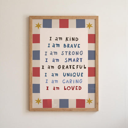 Kids Affirmation Poster, I Am Kind, Playroom Wall Art, Positive Affirmation Print (MR146) — poster 9
