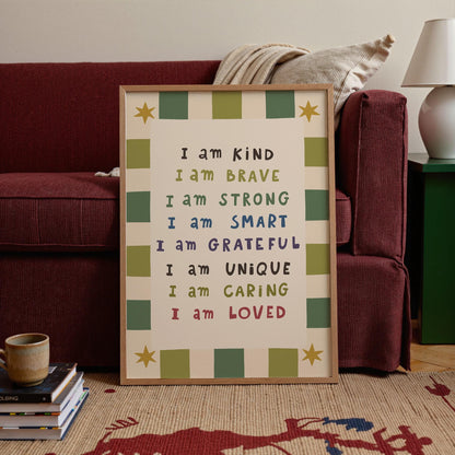 Kids Affirmation Poster, I Am Kind, Playroom Wall Art, Positive Affirmation Print (MR146) — poster 7