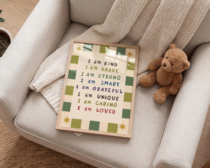Kids Affirmation Poster, I Am Kind, Playroom Wall Art, Positive Affirmation Print (MR146) — poster 3