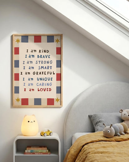 Kids Affirmation Poster, I Am Kind, Playroom Wall Art, Positive Affirmation Print (MR146) — poster 6