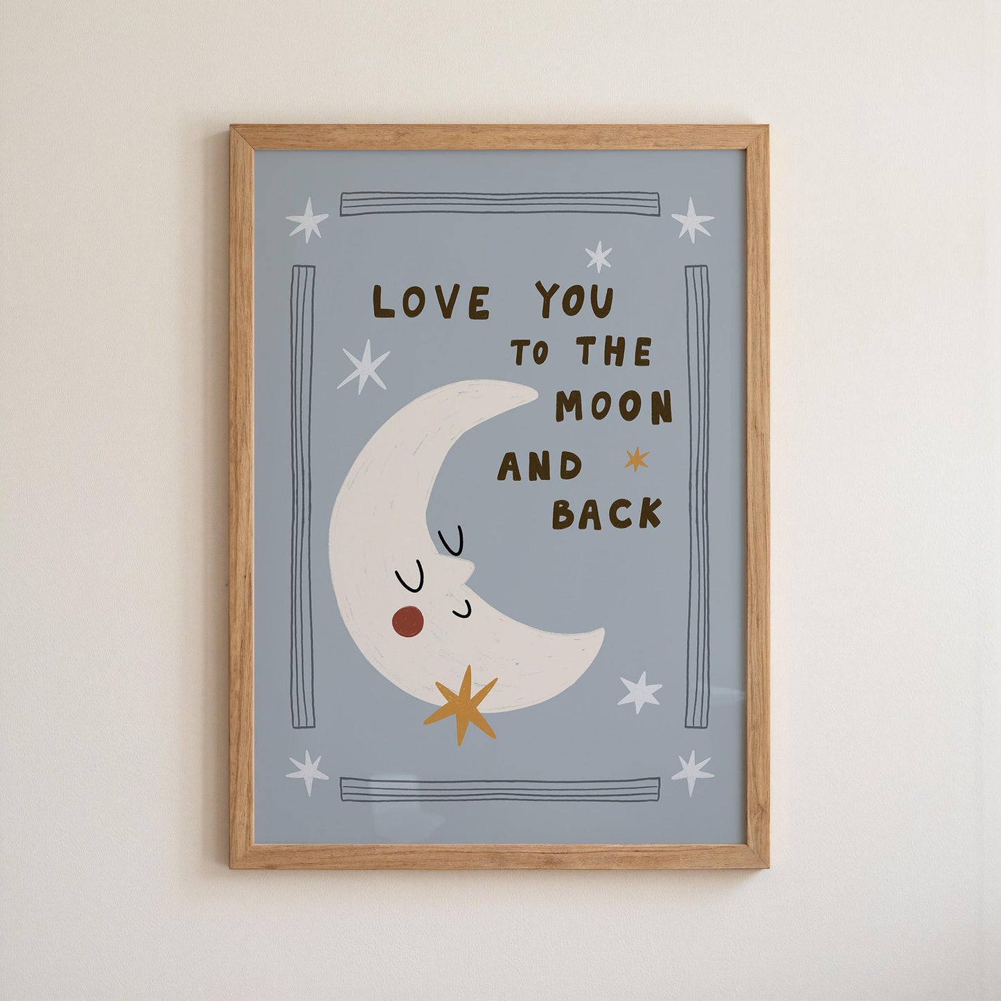Love You to the Moon and Back, Hand-Drawn Nursery Print, Whimsical Kids Art (MR141) — poster 9