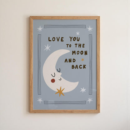 Love You to the Moon and Back, Hand-Drawn Nursery Print, Whimsical Kids Art (MR141) — poster 9