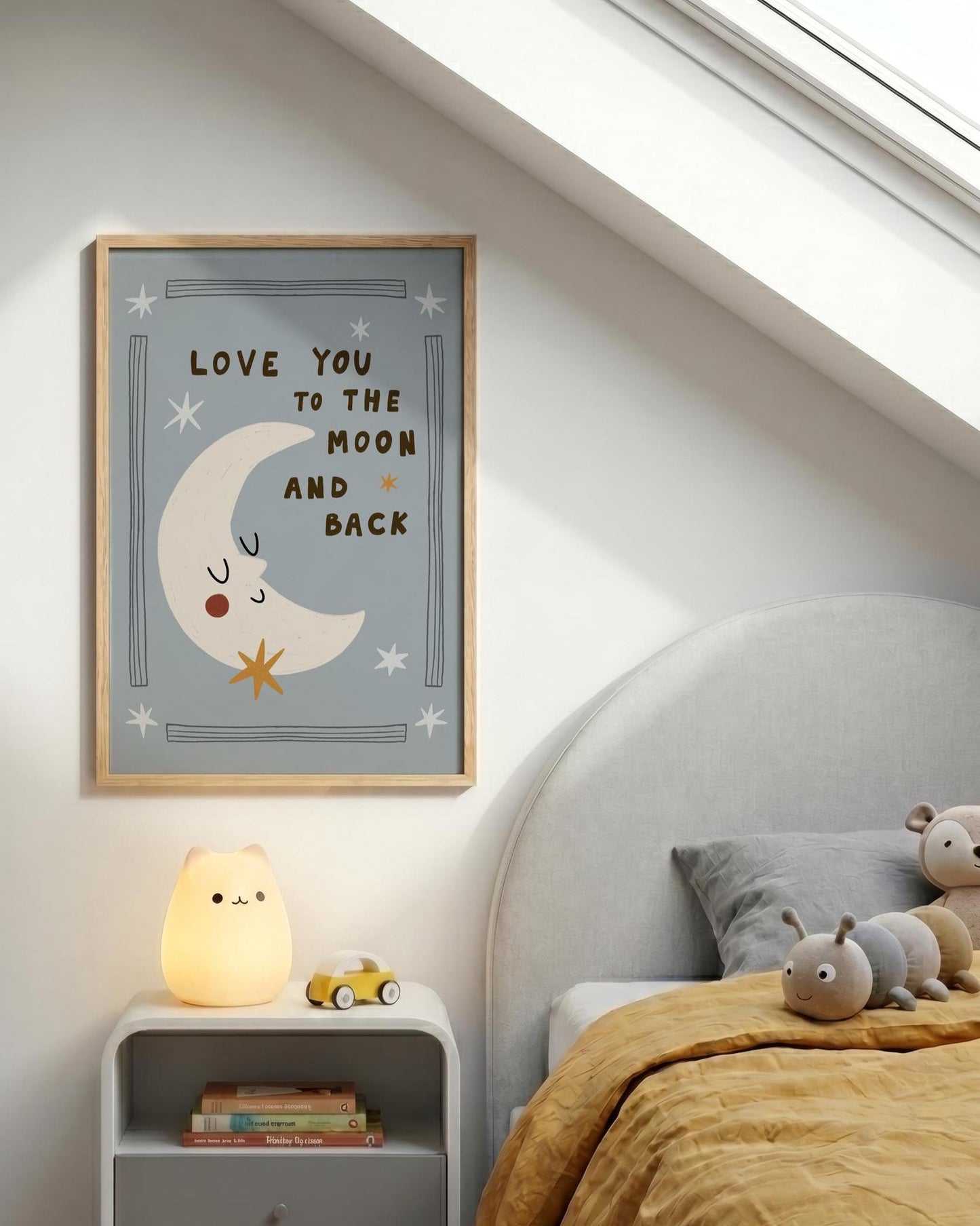 Love You to the Moon and Back, Hand-Drawn Nursery Print, Whimsical Kids Art (MR141) — poster 4