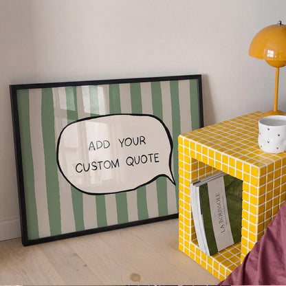 Custom Quote Print, Funky Personalized Text Poster, Striped Custom Speech Bubble Decor MR115 — poster 3