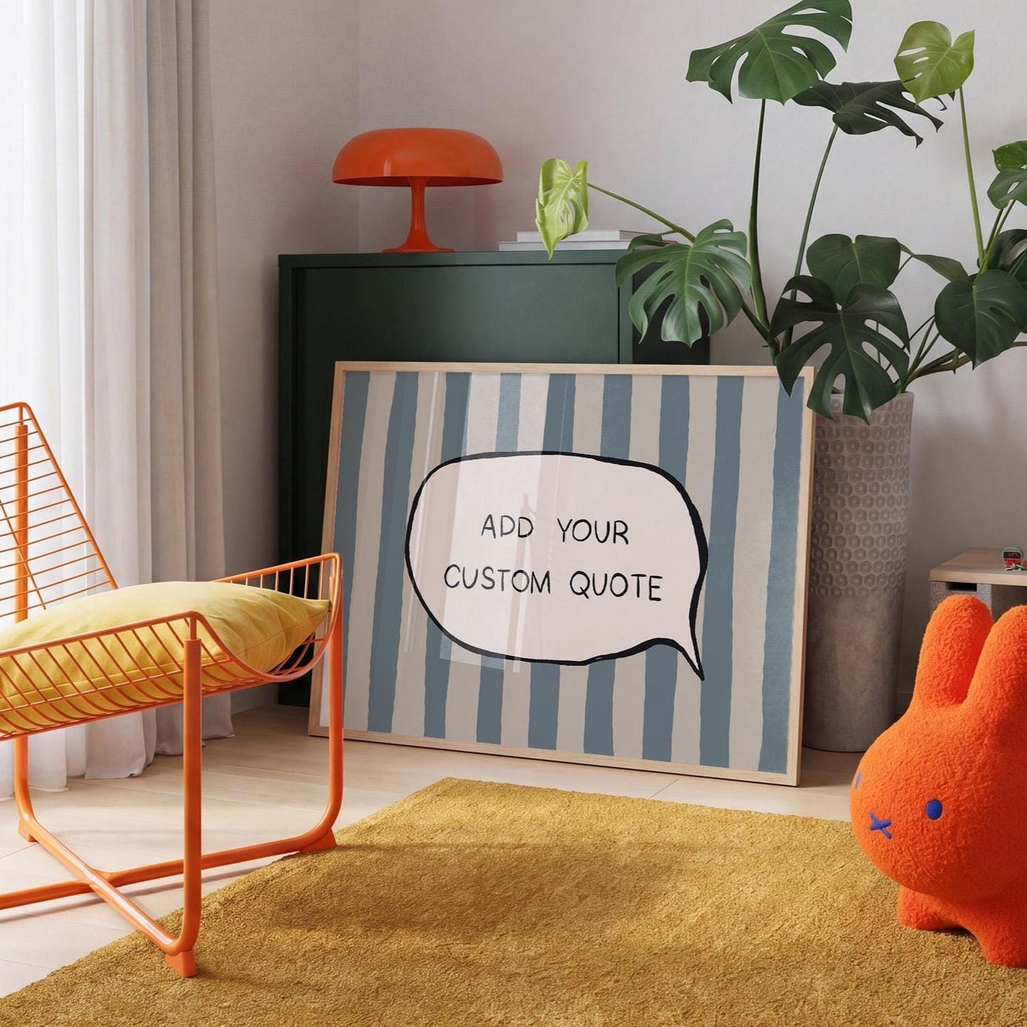 Custom Quote Print, Funky Personalized Text Poster, Striped Custom Speech Bubble Decor MR115 — poster 5