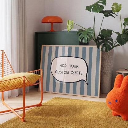 Custom Quote Print, Funky Personalized Text Poster, Striped Custom Speech Bubble Decor MR115 — poster 5