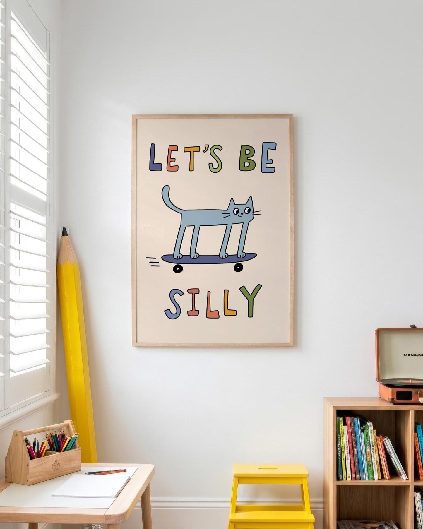 Playroom Wall Art, Be Silly Poster, Kids Cat Print, Whimsical Toddler Room Decor (MR143) — poster 2