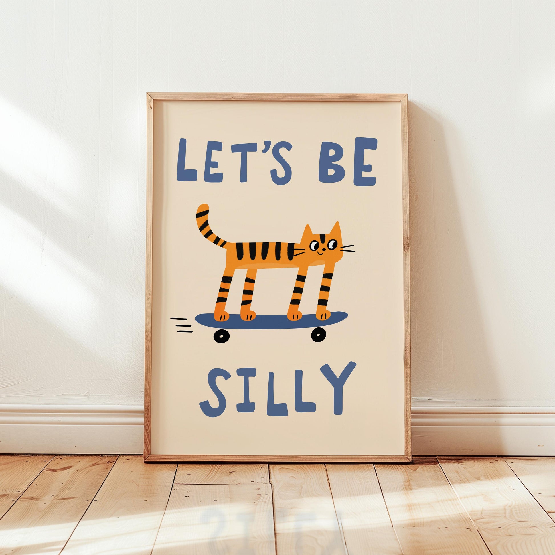 Playroom Wall Art, Be Silly Poster, Kids Cat Print, Whimsical Toddler Room Decor (MR143) — poster 1