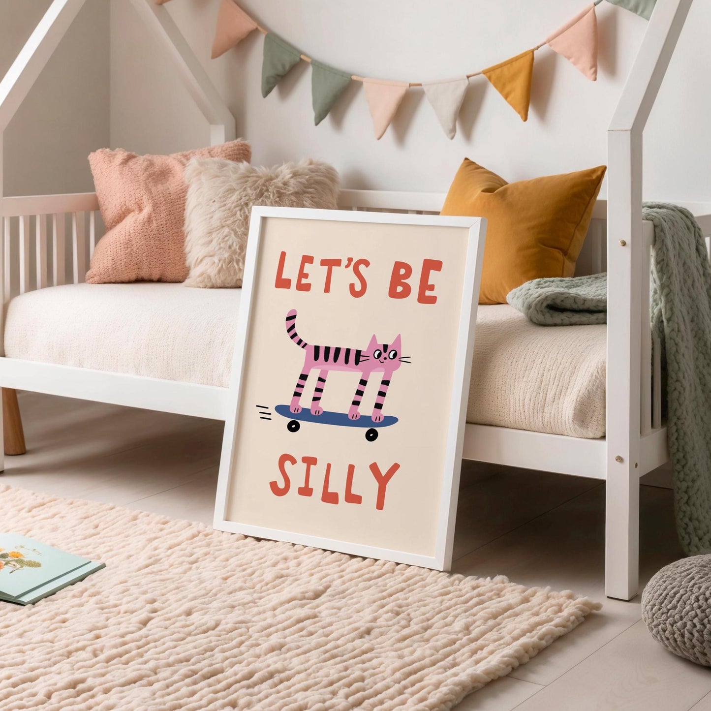 Playroom Wall Art, Be Silly Poster, Kids Cat Print, Whimsical Toddler Room Decor (MR143) — poster 3