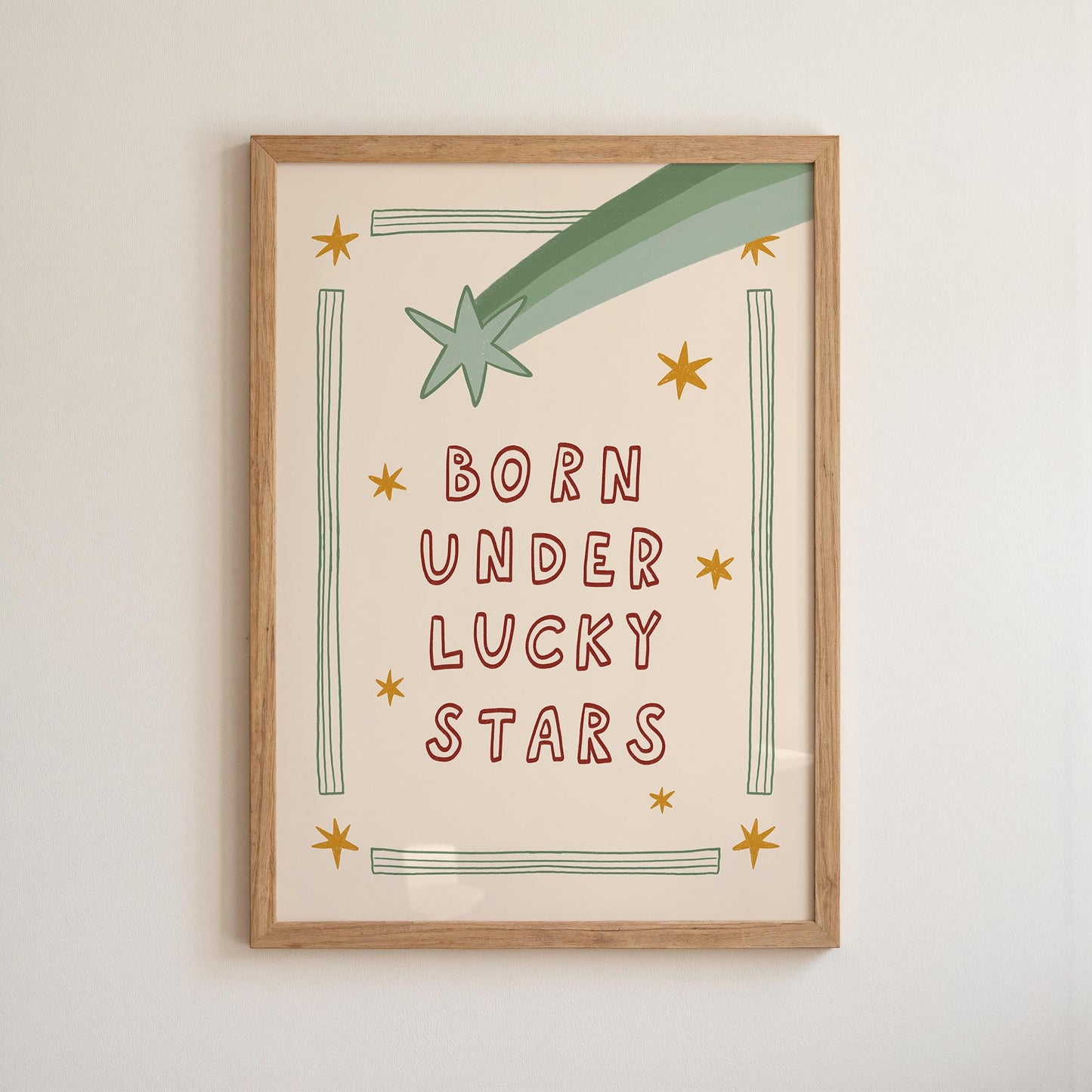 Born Under Lucky Stars Print, Nursery Wall Art, Funky Retro Kids Room Decor (MR144) — poster 11