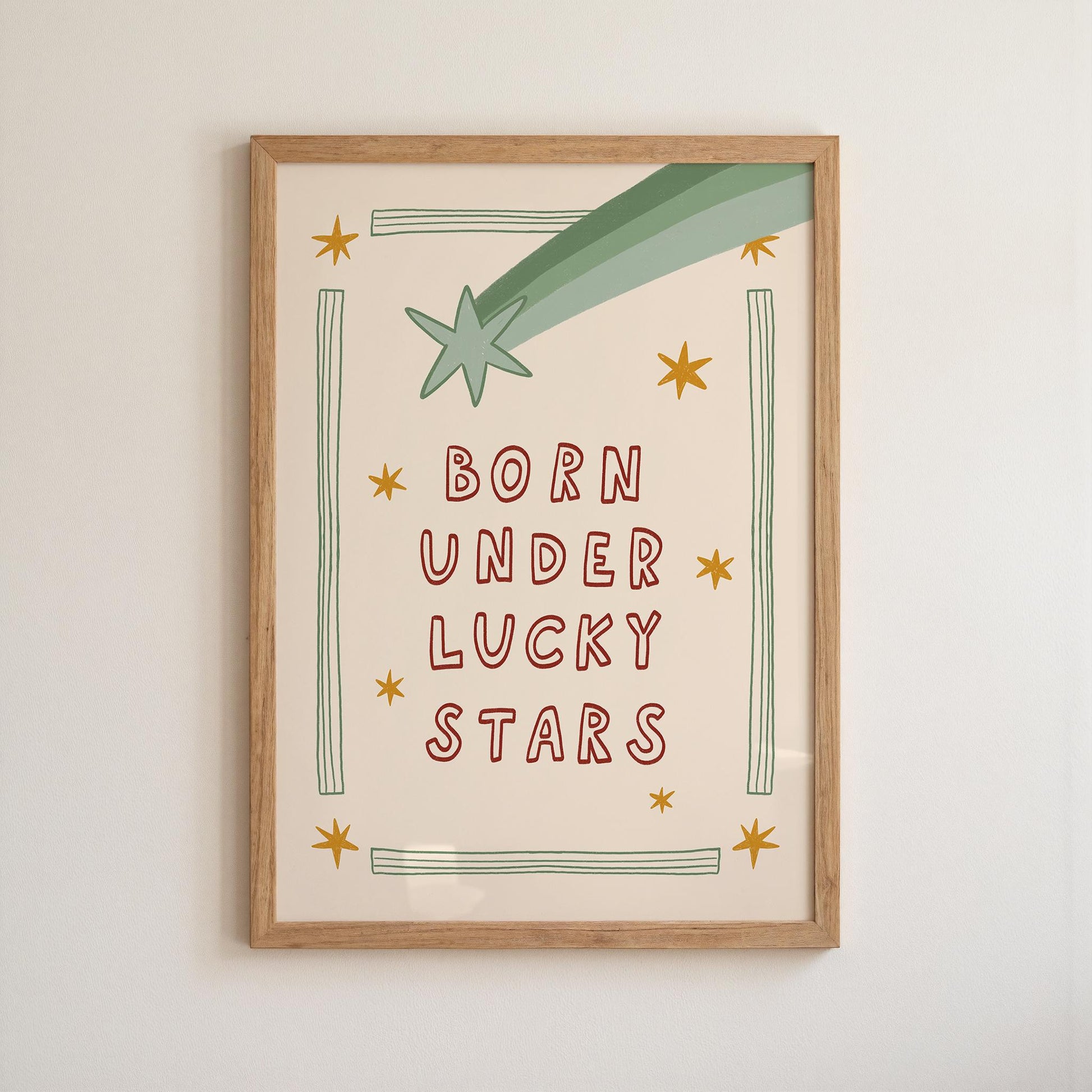 Born Under Lucky Stars Print, Nursery Wall Art, Funky Retro Kids Room Decor (MR144) — poster 11
