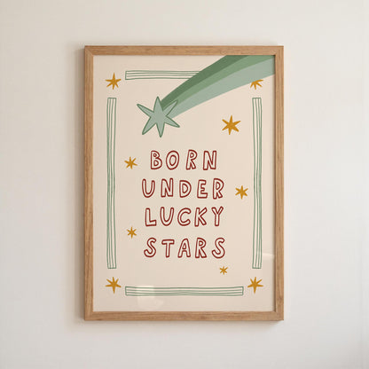 Born Under Lucky Stars Print, Nursery Wall Art, Funky Retro Kids Room Decor (MR144) — poster 11