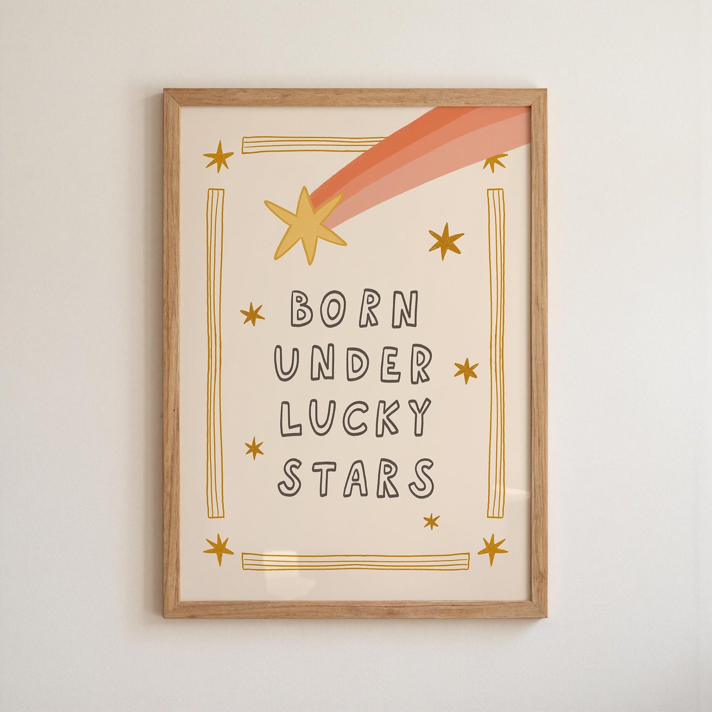 Born Under Lucky Stars Print, Nursery Wall Art, Funky Retro Kids Room Decor (MR144) — poster 10