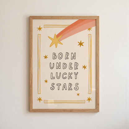 Born Under Lucky Stars Print, Nursery Wall Art, Funky Retro Kids Room Decor (MR144) — poster 10