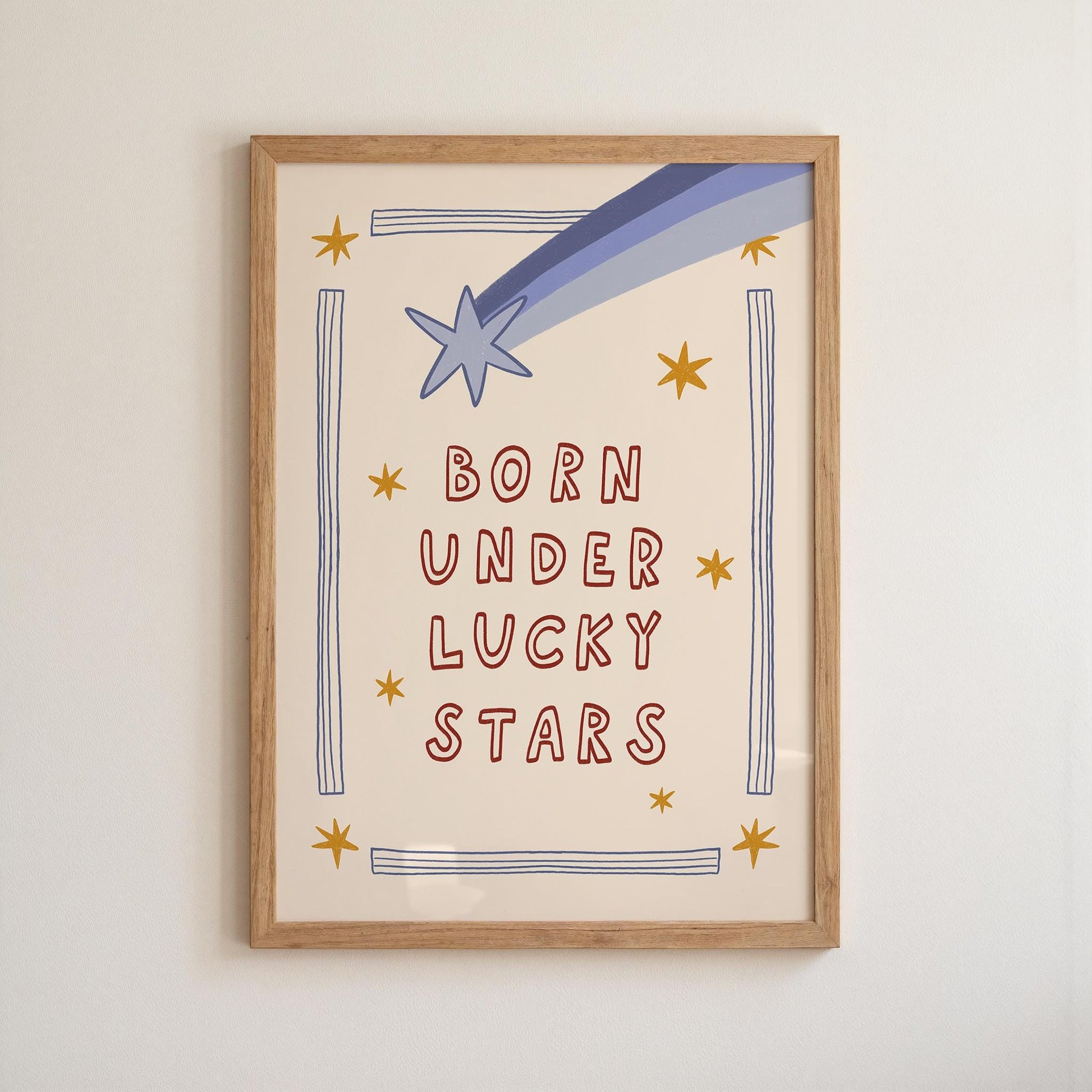 Born Under Lucky Stars Print, Nursery Wall Art, Funky Retro Kids Room Decor (MR144) — poster 12