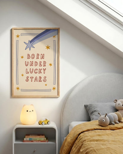 Born Under Lucky Stars Print, Nursery Wall Art, Funky Retro Kids Room Decor (MR144) — poster 6